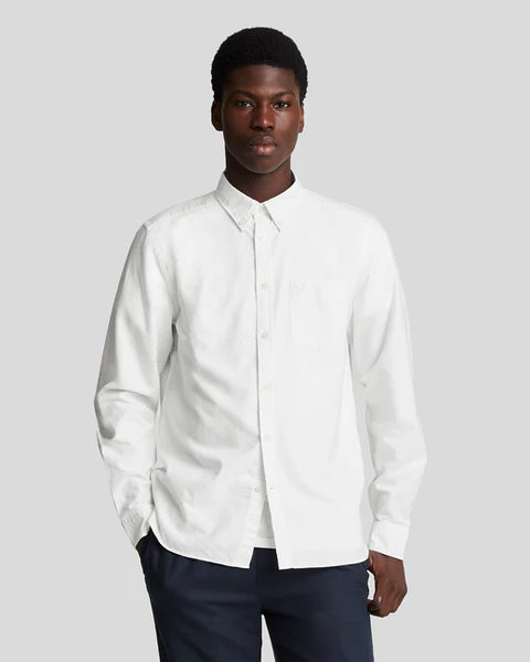 Lyle & Scott LW2112TON Tonal Eagle Plain Oxford Shirt In White