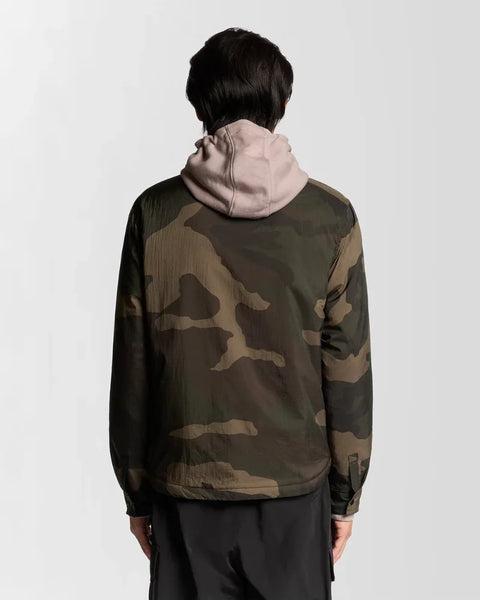 Lyle & Scott LW2318V Insulated Camoflage Overshirt In Grey Taupe