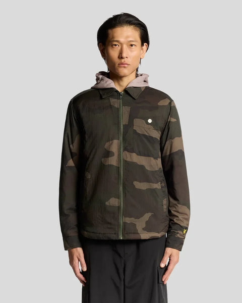 Lyle & Scott LW2318V Insulated Camoflage Overshirt In Grey Taupe