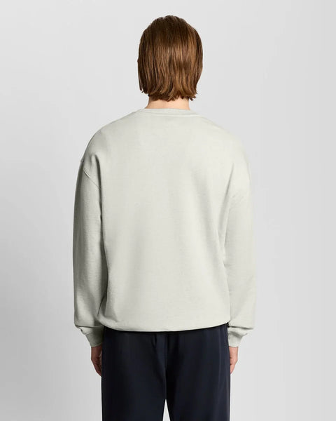 Lyle & Scott ML2400V Script Heavyweight Loopback Crew Neck Sweatshirt In Y147 Ice Cream Marl