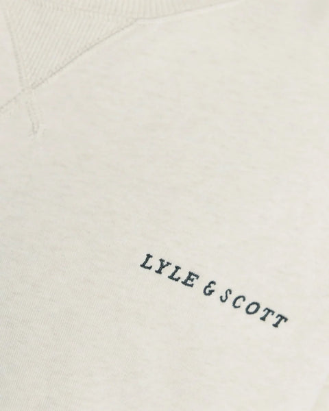 Lyle & Scott ML2400V Script Heavyweight Loopback Crew Neck Sweatshirt In Y147 Ice Cream Marl