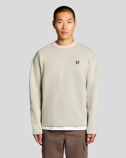 Lyle & Scott ML2427V Raised Jacquard Crew Neck Sweatshirt In W503 Putty