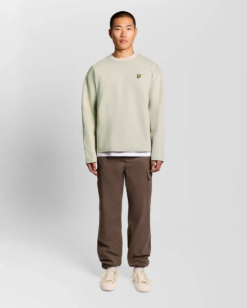 Lyle & Scott ML2427V Raised Jacquard Crew Neck Sweatshirt In W503 Putty