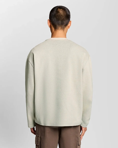 Lyle & Scott ML2427V Raised Jacquard Crew Neck Sweatshirt In W503 Putty
