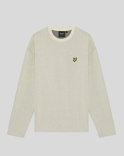 Lyle & Scott ML2427V Raised Jacquard Crew Neck Sweatshirt In W503 Putty