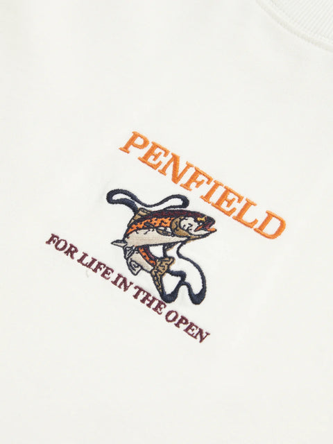Penfield PFD0681-976 Embroidered Trout S/S T-Shirt Vanilla Ice