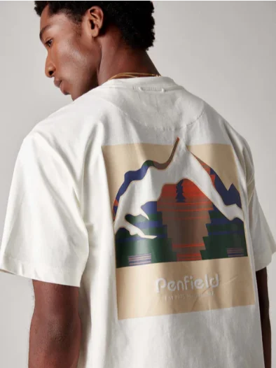 Penfield PFD0684-976 Forefounder Mountain Back S/S T-Shirt Vanilla Ice