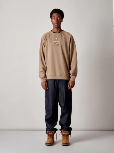 Penfield PFD0688-N91 Embroidered Trout Raglan LB Crew Lead Gray