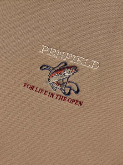 Penfield PFD0688-N91 Embroidered Trout Raglan LB Crew Lead Gray