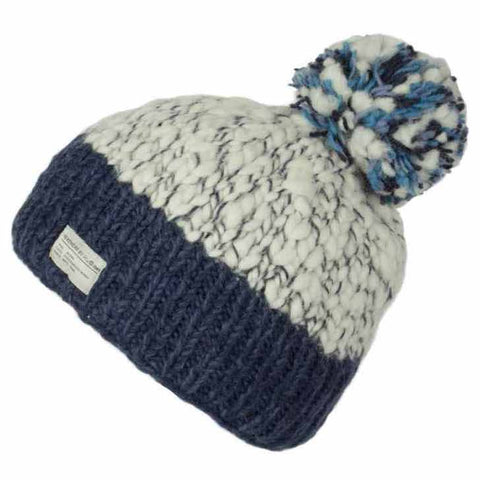 Kusan PK1431 Bobble Hat Uneven Yarn Navy