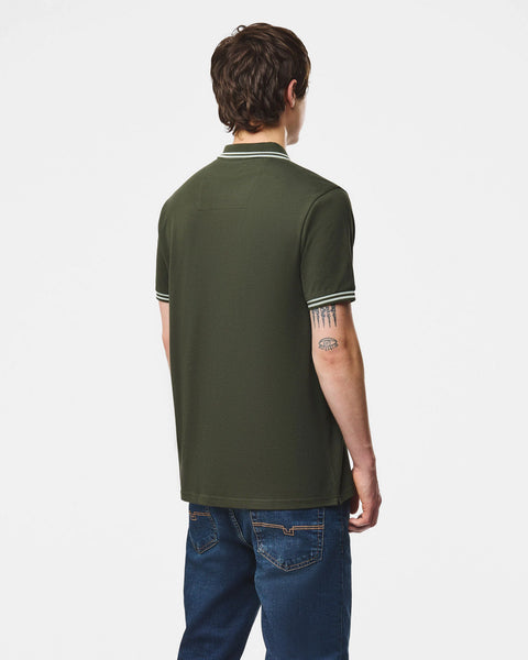 Weekend Offender Levanto Polo With Contrast Tipping In Black Forest Grren/Julep Green