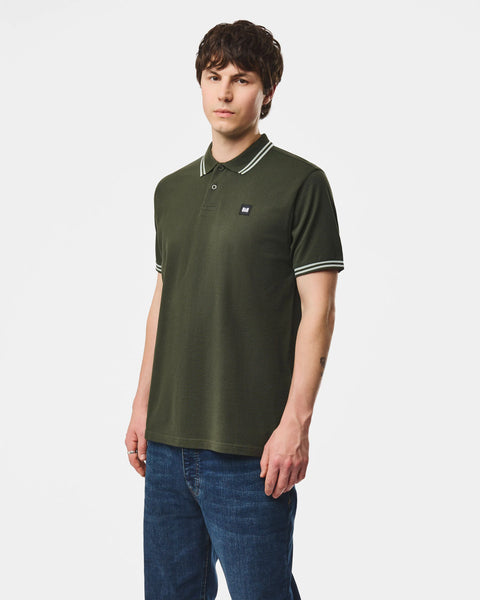 Weekend Offender Levanto Polo With Contrast Tipping In Black Forest Grren/Julep Green