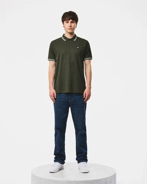 Weekend Offender Levanto Polo With Contrast Tipping In Black Forest Grren/Julep Green