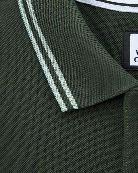 Weekend Offender Levanto Polo With Contrast Tipping In Black Forest Grren/Julep Green