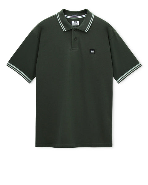 Weekend Offender Levanto Polo With Contrast Tipping In Black Forest Grren/Julep Green