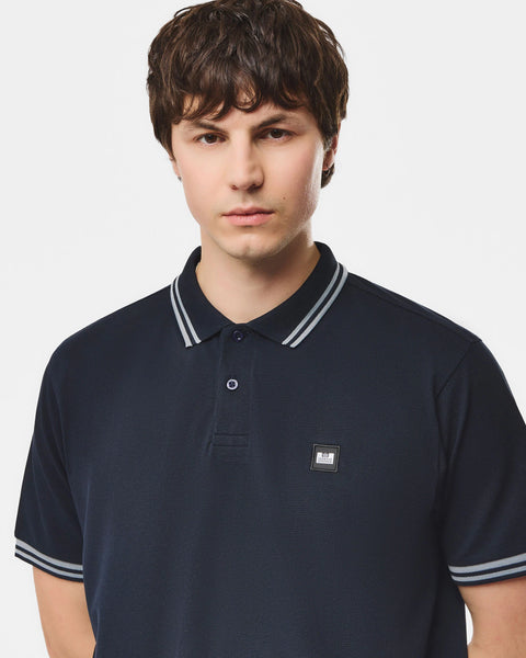 Weekend Offender Levanto Polo With Contrast Tipping In Navy/Smoke Grey