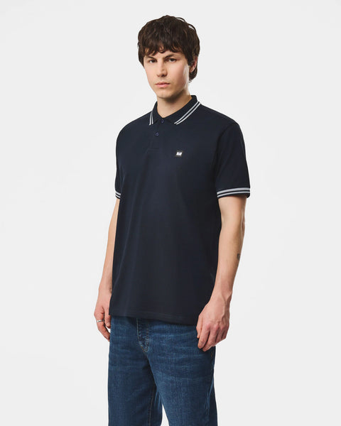 Weekend Offender Levanto Polo With Contrast Tipping In Navy/Smoke Grey