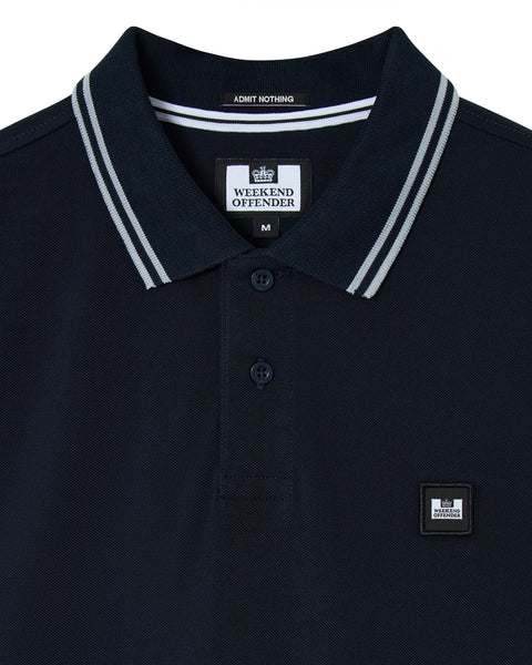 Weekend Offender Levanto Polo With Contrast Tipping In Navy/Smoke Grey