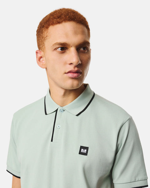 Weekend Offender Cadwell Tipped Polo In Julep Green/Black