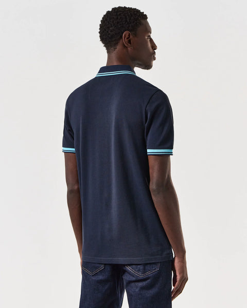 Weekend Offender Levanto Polo With Contrasting Tipping In Navy/Saltwater