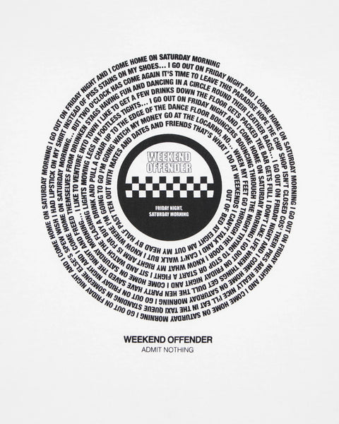 Weekend Offender Friday Night/Saturday Morning T Shirt In White