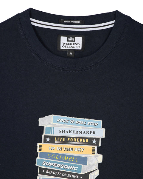 Weekend Offender Definitely Maybe Cassettes T-Shirt In Navy