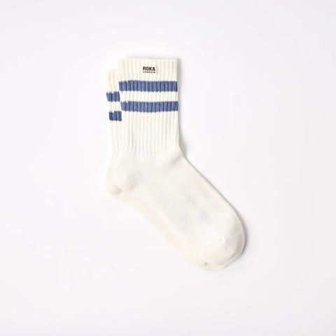Roka London Windsor Stripe Crew Socks Coastal Blue