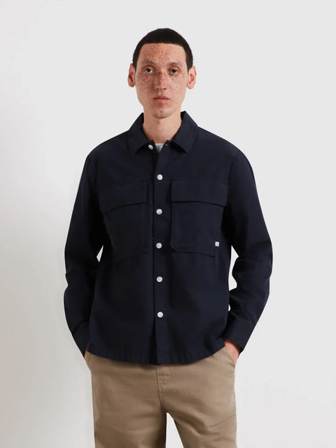 Farah F4WSG035 Ralph Ls Overshirt In True Navy