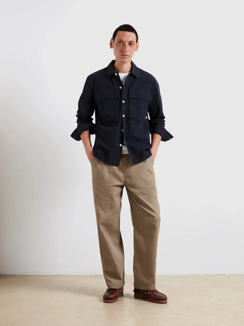Farah F4WSG035 Ralph Ls Overshirt In True Navy