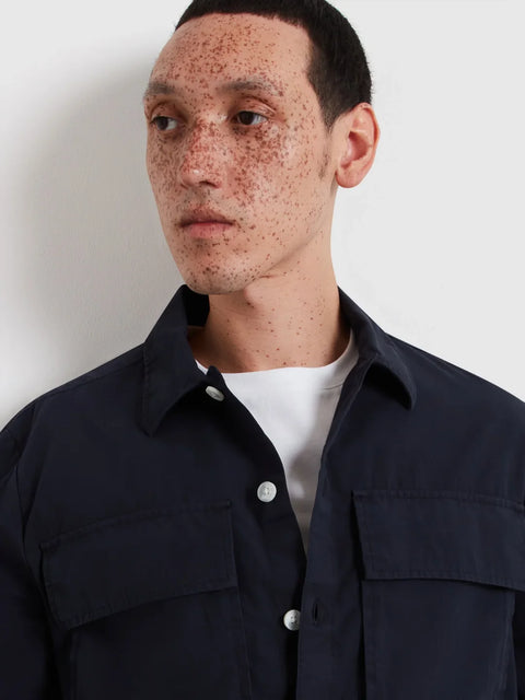 Farah F4WSG035 Ralph Ls Overshirt In True Navy
