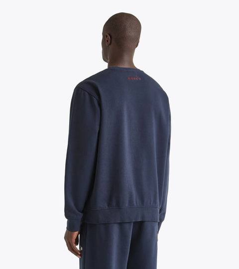 Diadora Sweatshirt Crew Neck Run Valley In Blue Denim