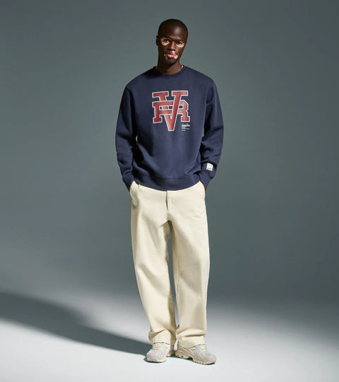 Diadora Sweatshirt Crew Neck Run Valley In Blue Denim