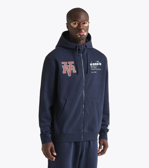 Diadora Hoodie Fz Run Valley In Blue Denim