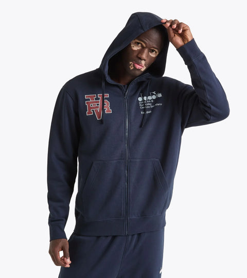 Diadora Hoodie Fz Run Valley In Blue Denim
