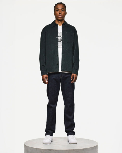 Weekend Offender Welch Cord Shirt In Black Forest Green