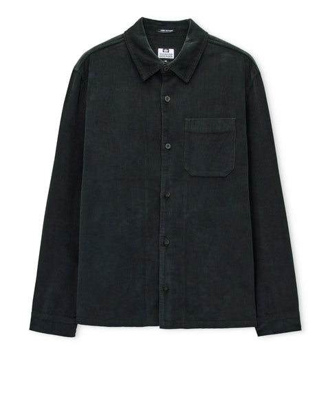 Weekend Offender Welch Cord Shirt In Black Forest Green