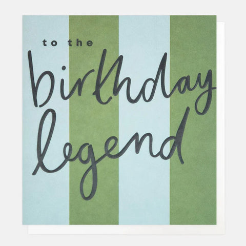 Caroline Gardner SIP022 Birthday Legend Green/Blue Stripe Card