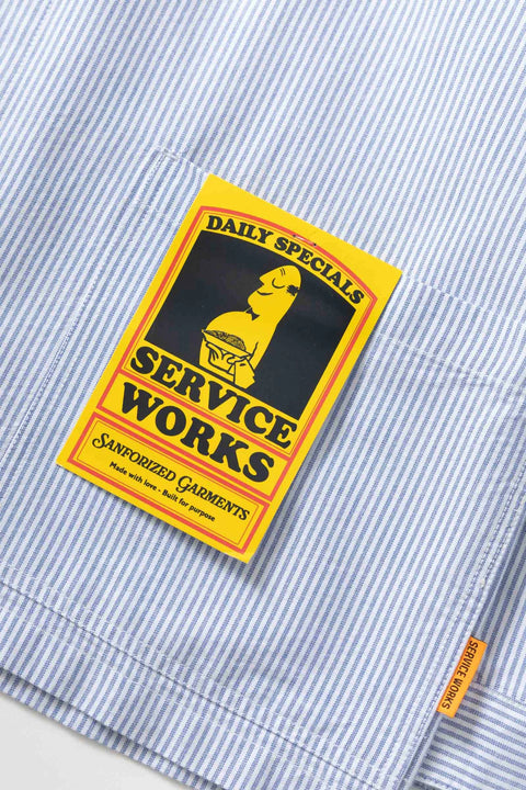Service Works SW091 Waiter Shirt - Oxford Blue Stripe