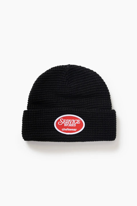 Service Works SW133 Waffle Patch Beanie - Black