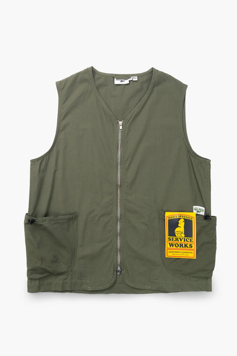 Service Works SW196 Gardeners Vest In Olive