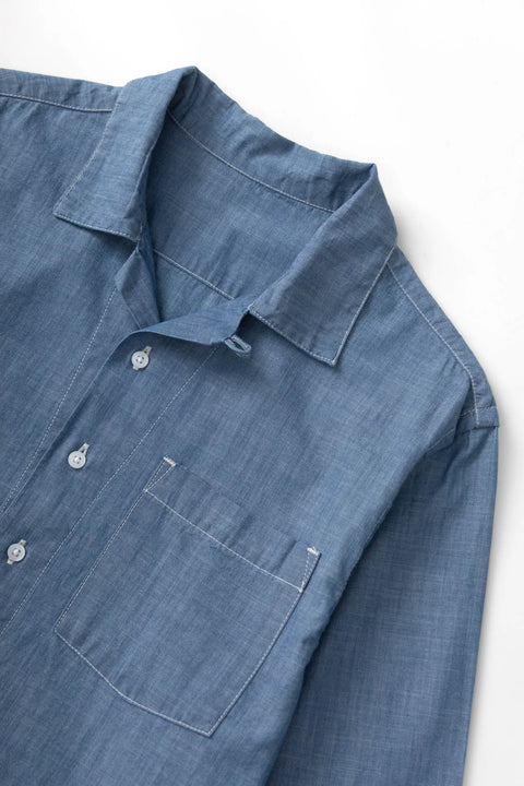 Service Works SW203 Chambray Resort Shirt In Light Blue