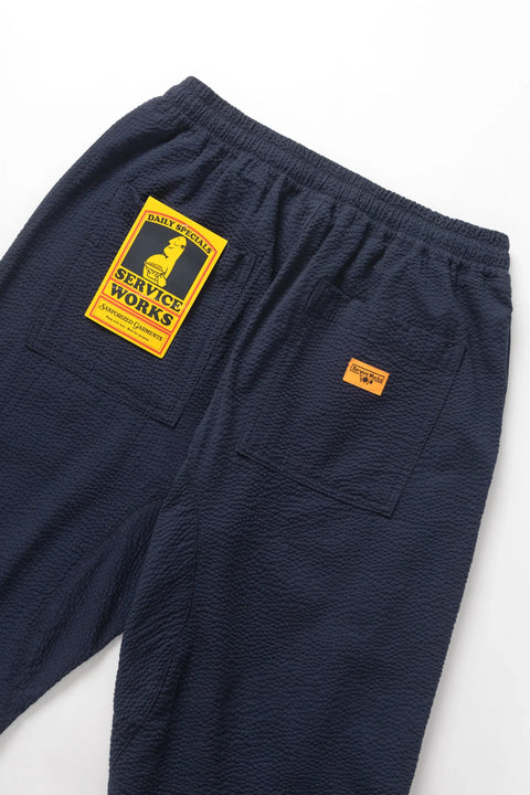 Service Works SW207 Seersucker Chef Pants In dark Navy