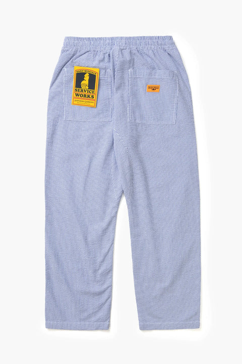 Service Works SW207 Seersucker Chef Pants In Navy Stripe