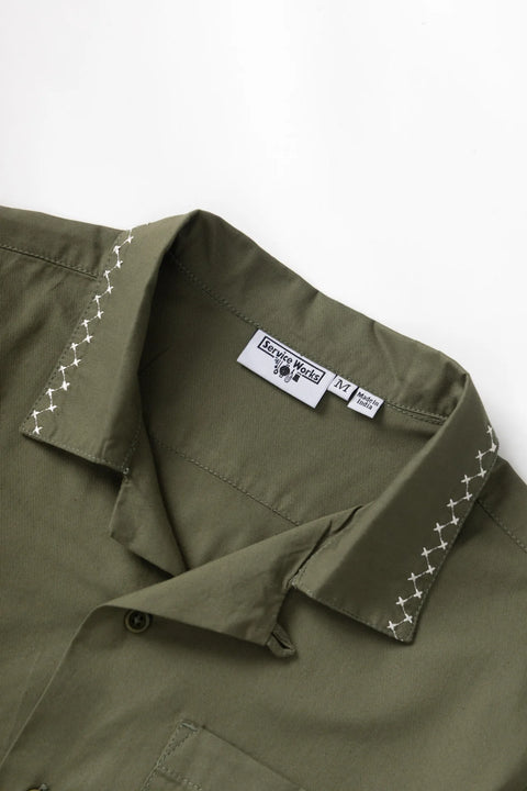 Service Works SW251 Border Shirt In Olive