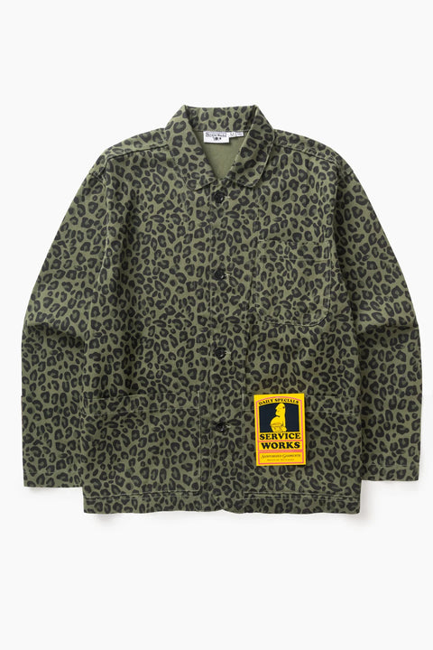 Service Works SW344 Patterned Easy Chef Shirt In Green Leopard