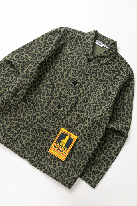 Service Works SW344 Patterned Easy Chef Shirt In Green Leopard