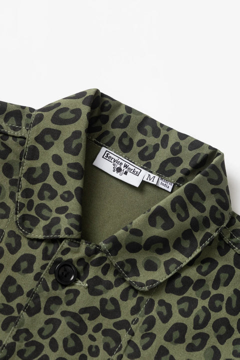 Service Works SW344 Patterned Easy Chef Shirt In Green Leopard