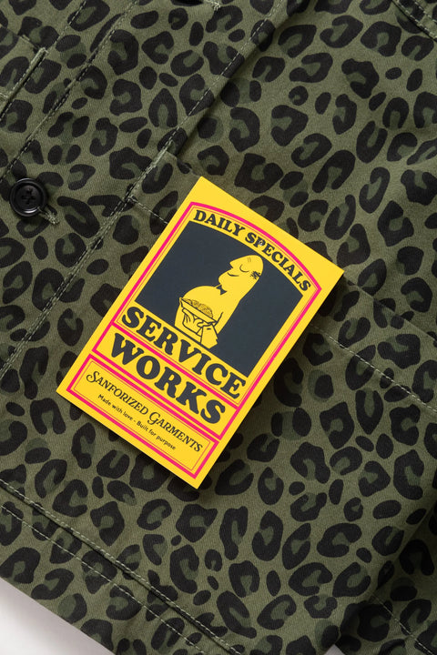 Service Works SW344 Patterned Easy Chef Shirt In Green Leopard