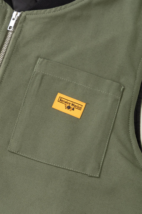 Service Works SW345 Canvas Work Vest In Olive