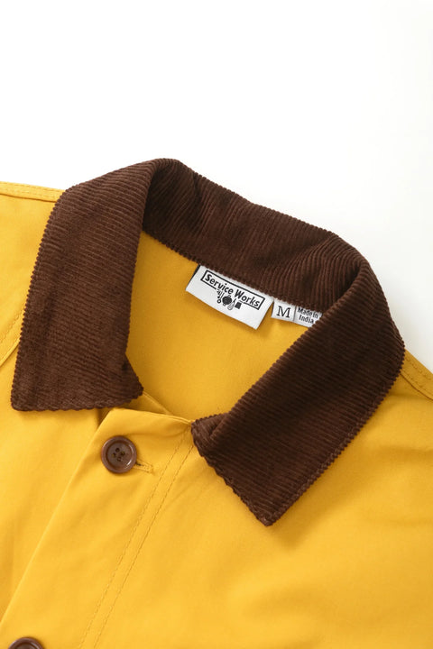 Service Works SW353 Waxed Barn Coat In Ochre